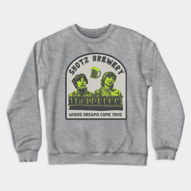 Shotz Brewery - Laverne and Shirley Crewneck Sweatshirt by Slightly Unhinged